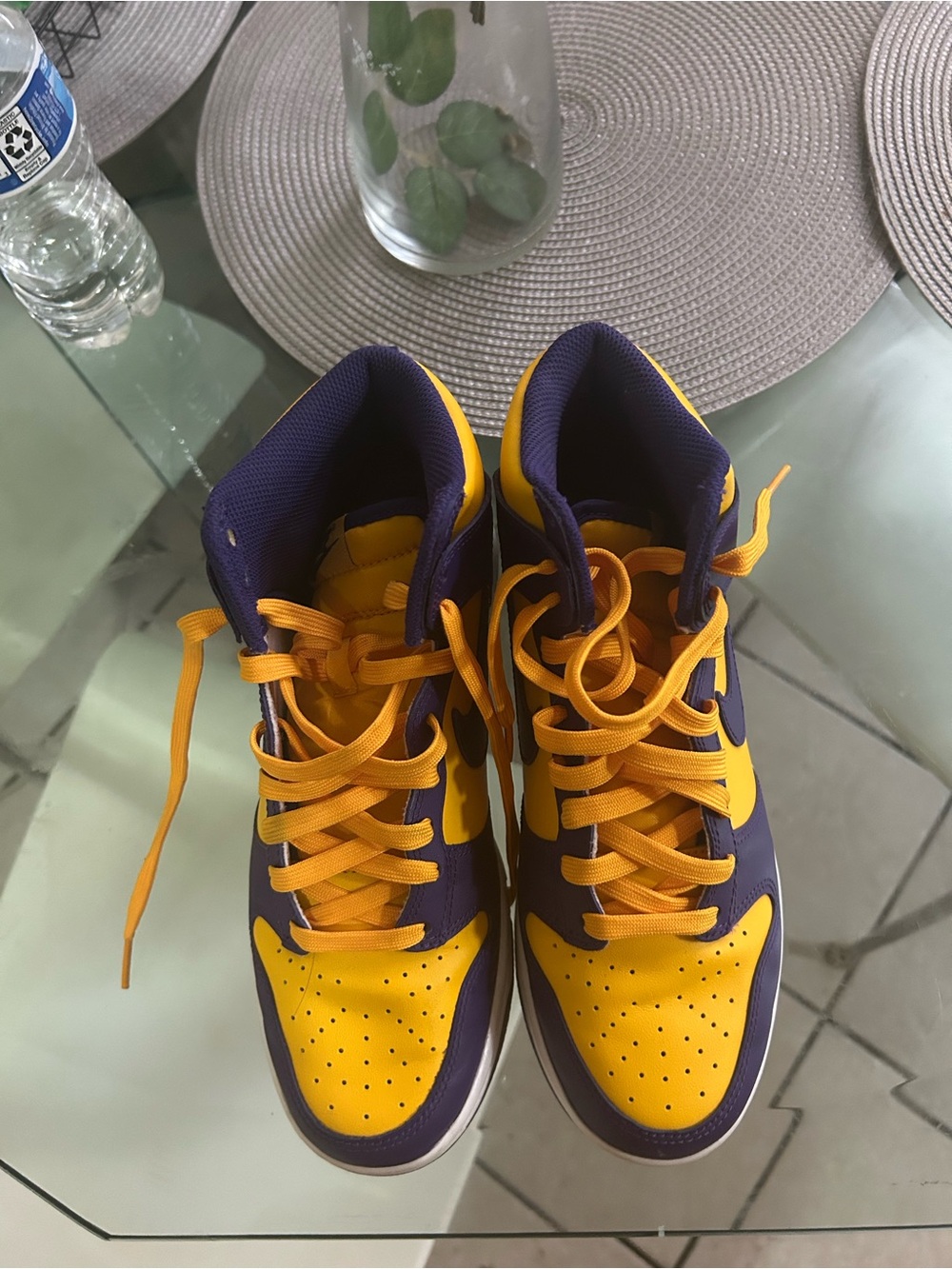 Nike Kids High-Top Sneakers in Yellow and Purple